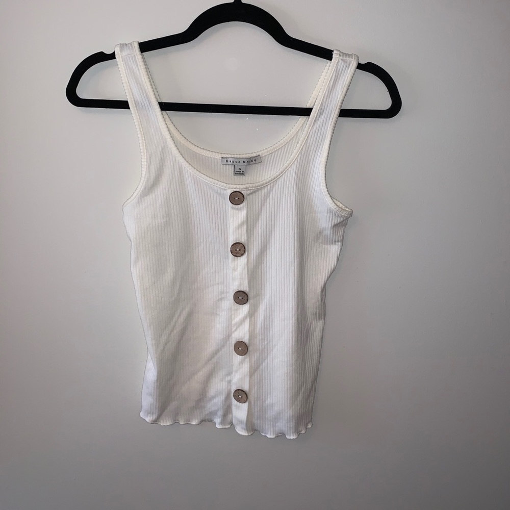 Faux button front tank
